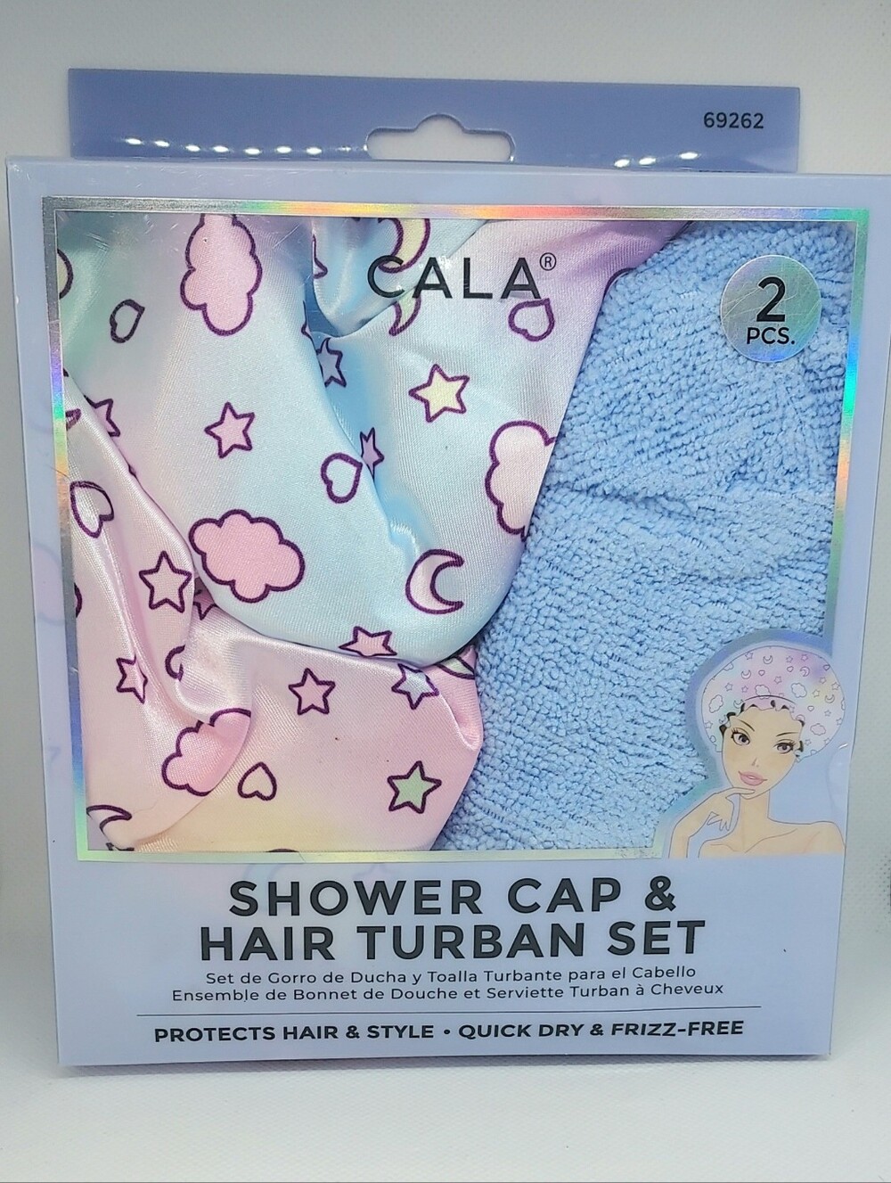 Cala Sower Cap & Hair Turban Set - Star & Moon Pattern NWT